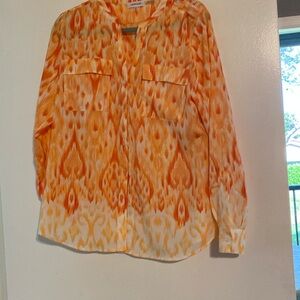 Orange tone long sleeve blouse